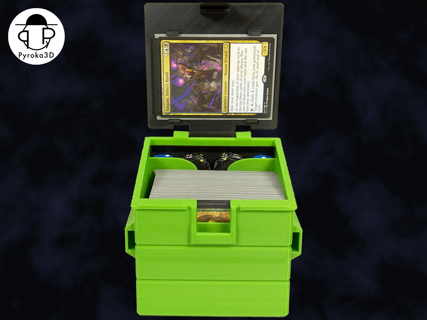 Dumpster Deckbox - Magic The Gathering (MTG) Commander Deckbox - inklusive Würfelaufbewahrung und Lebenszähler