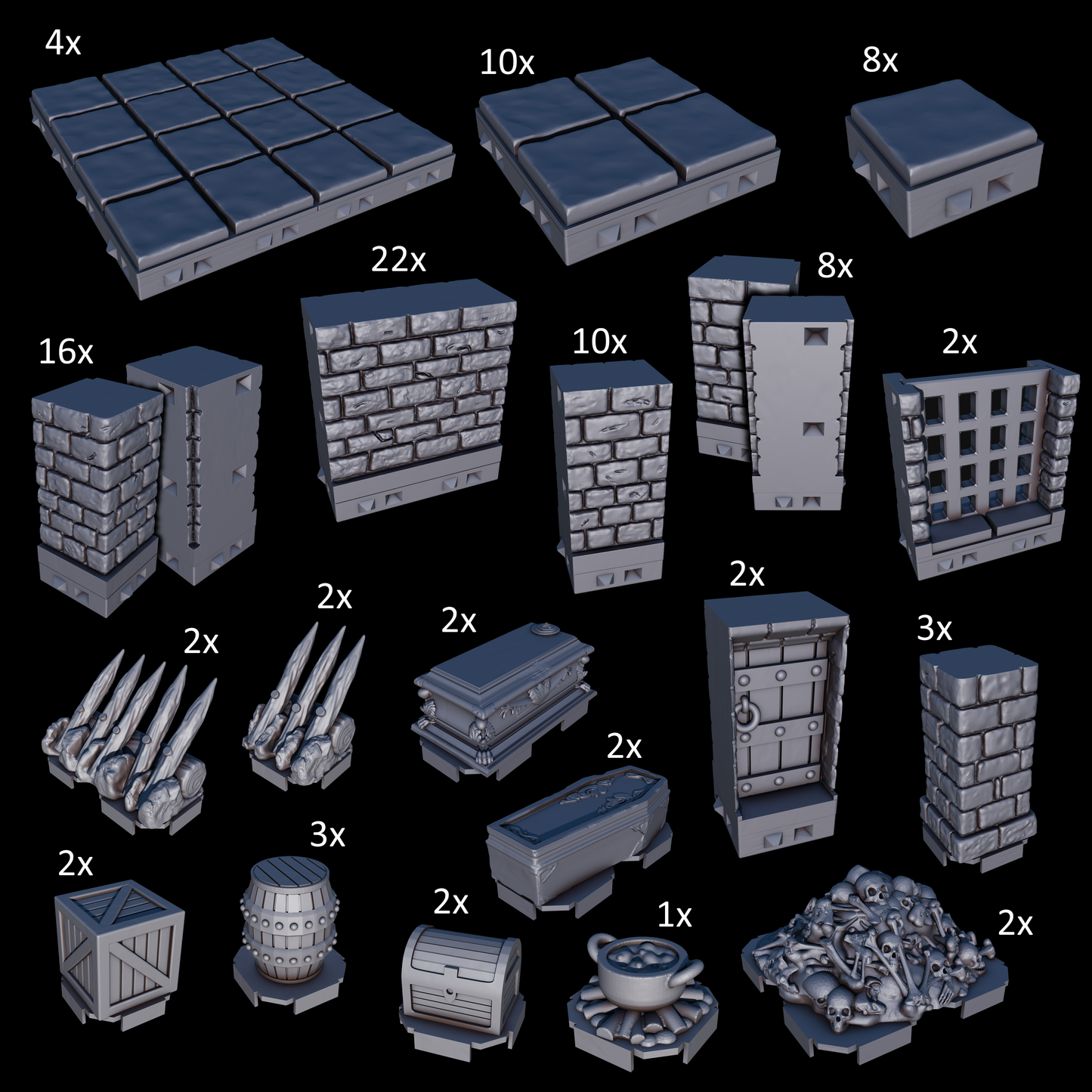 Classic Dungeon Tiles Starterset | Magnetisches Modulares Tabletop Terrain für D&D & TTRPG