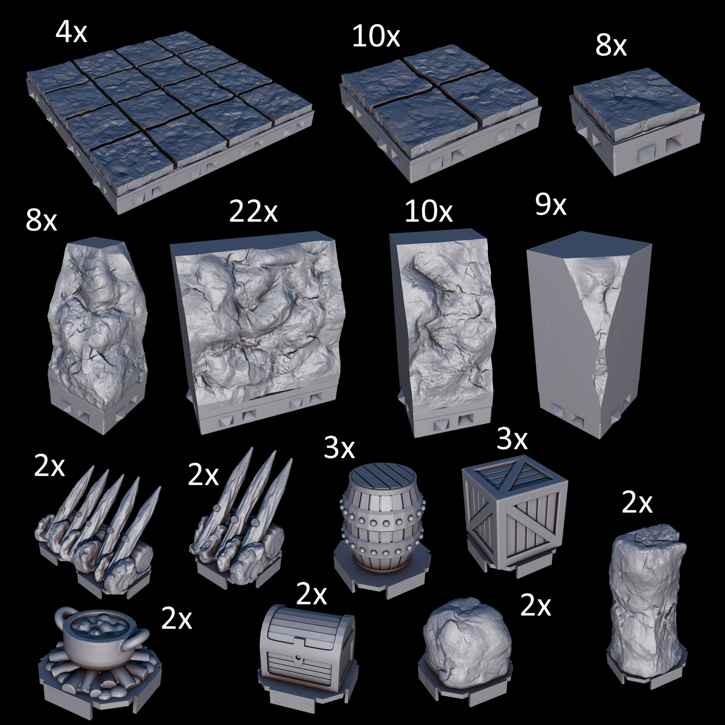 Höhlen Dungeon Tiles Starterset | Magnetisch, Modular | Tabletop-Rollenspiel Terrain