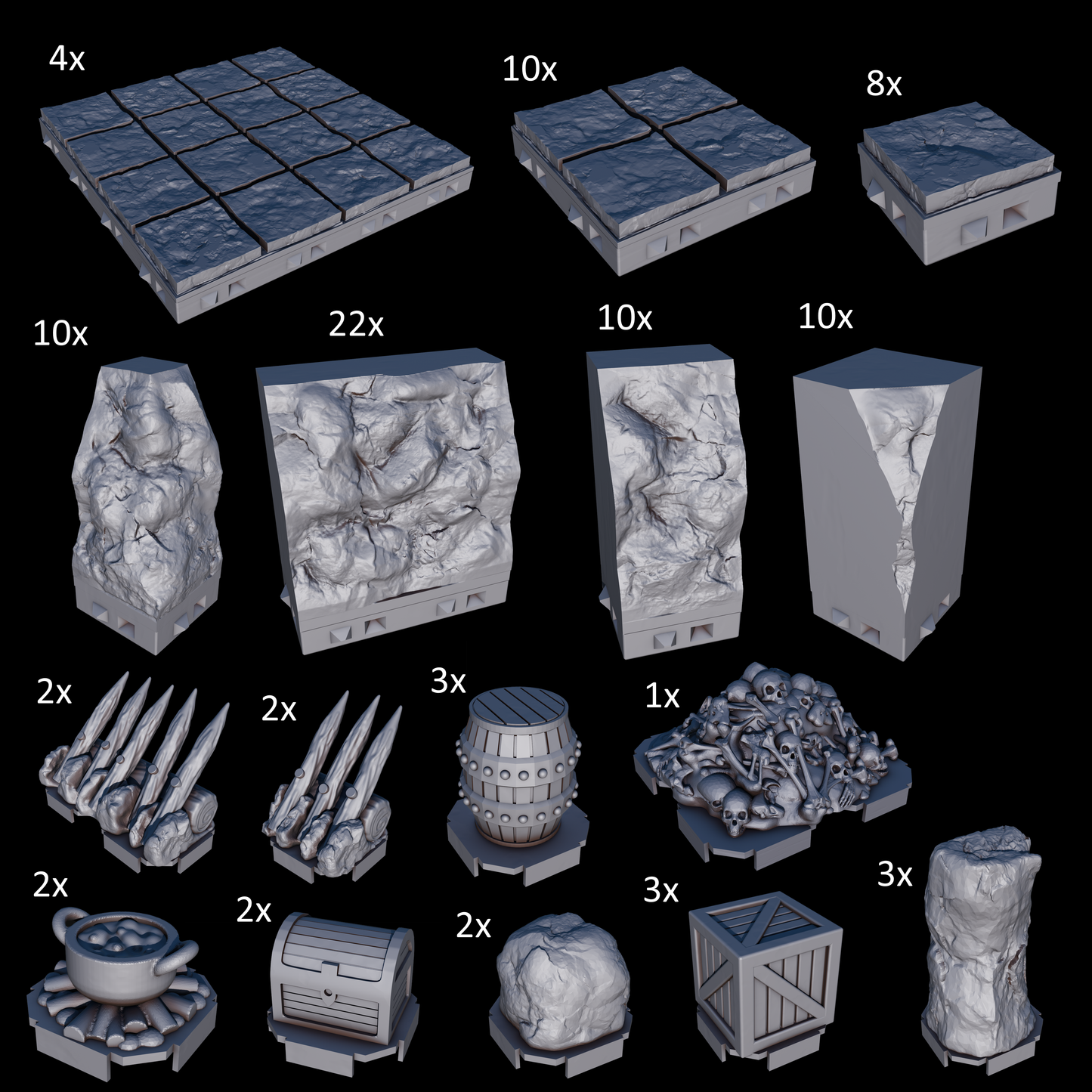 Höhlen Dungeon Tiles Starterset | Magnetisches Modulares Tabletop Terrain für D&D & TTRPG
