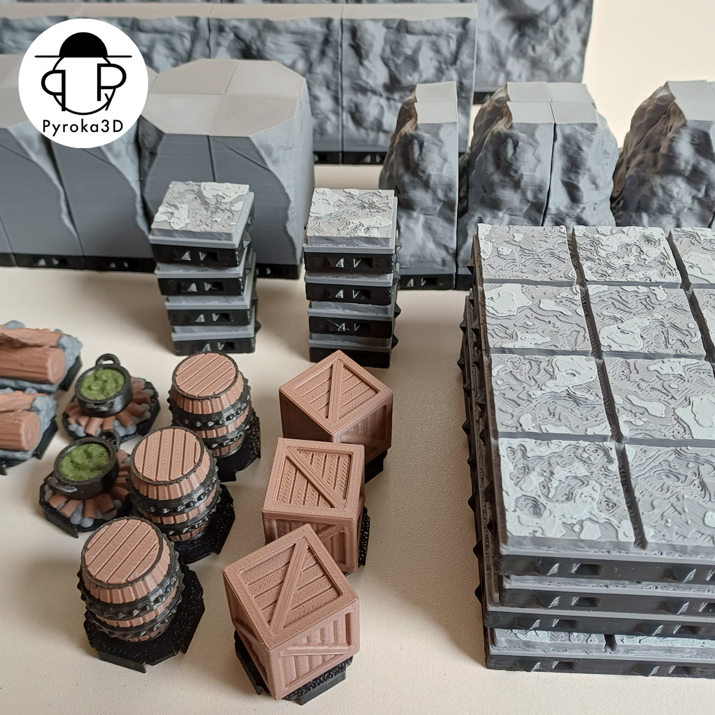 Höhlen Dungeon Tiles Starterset | Magnetisches Modulares Tabletop Terrain für D&D & TTRPG